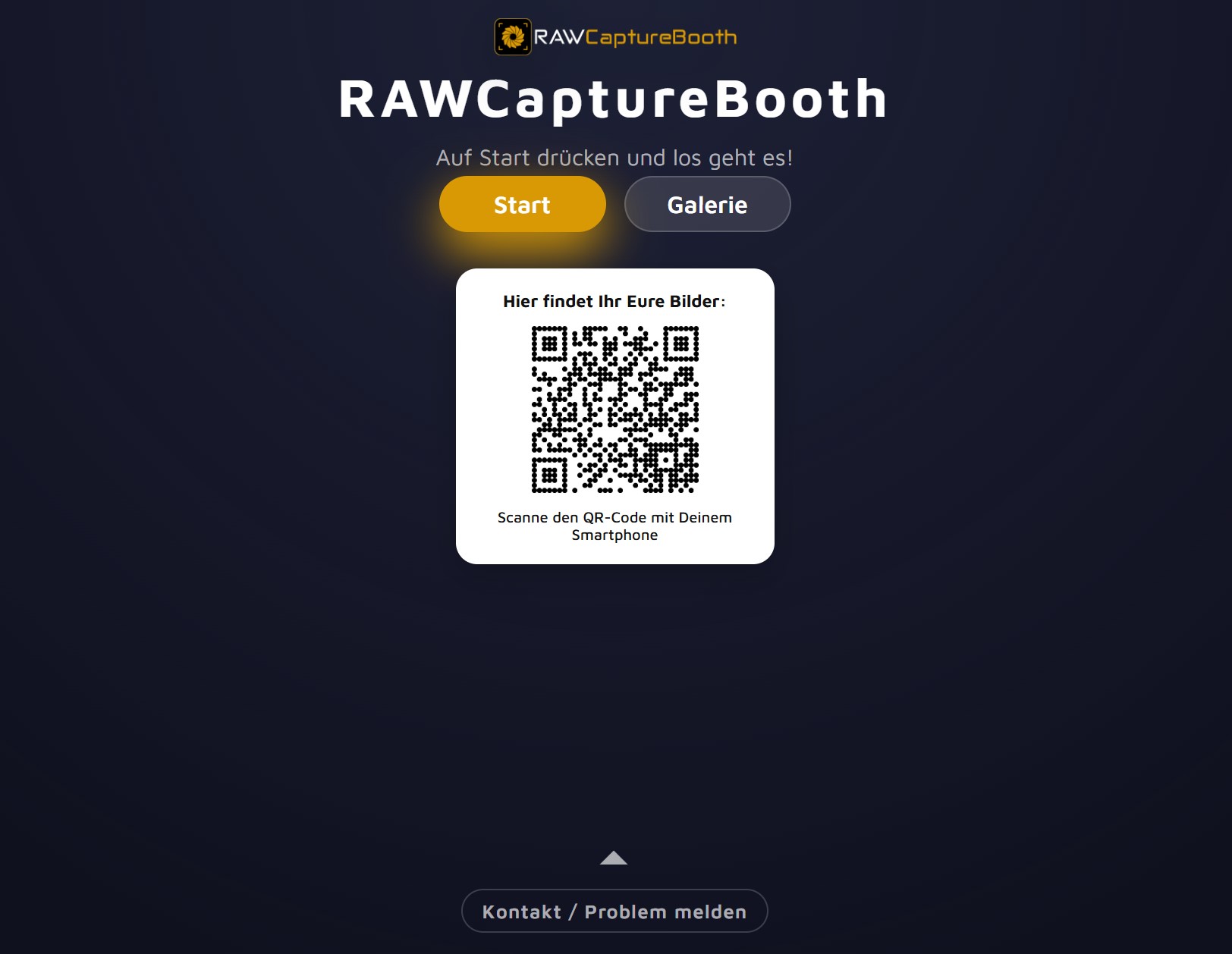 RAWCaptureBooth Startbildschirm