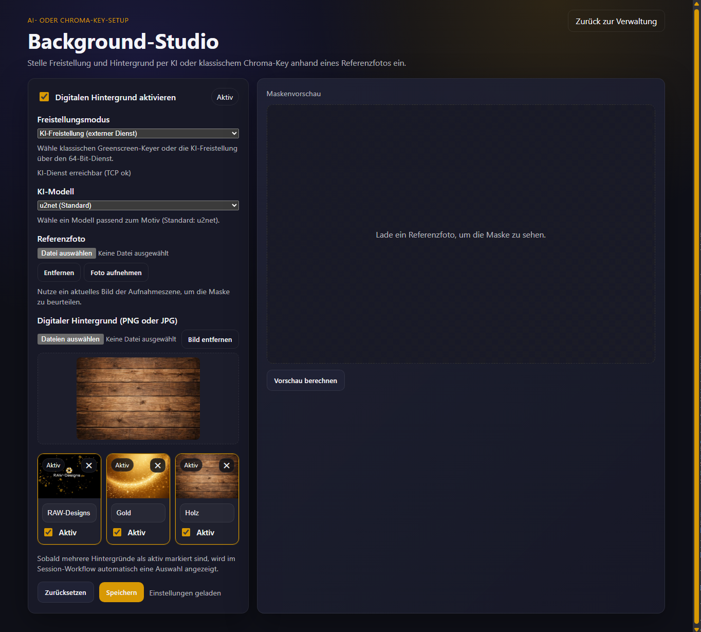 Background-Studio mit digitalen Hintergründen