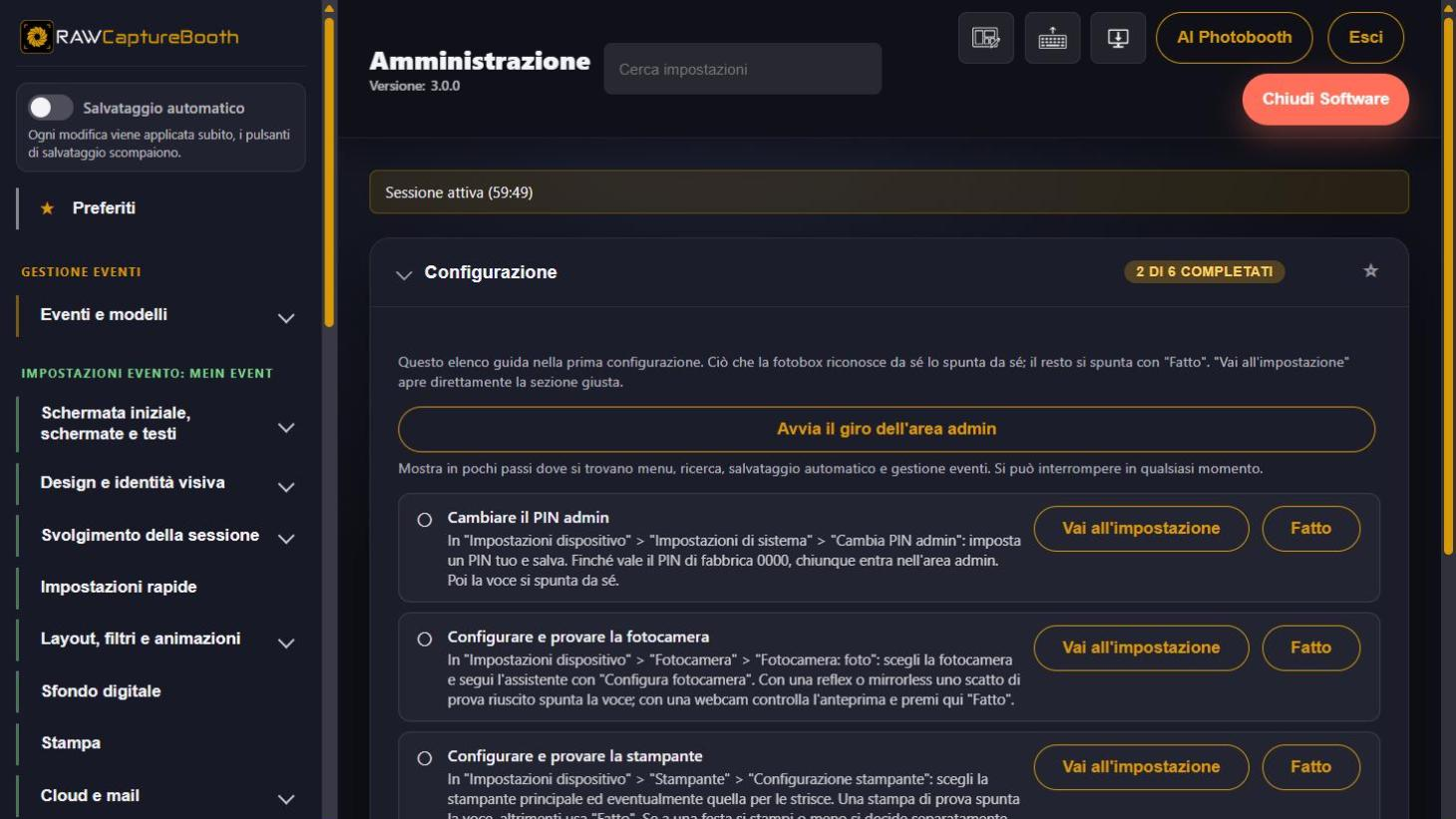La sezione « Configurazione » nell'amministrazione