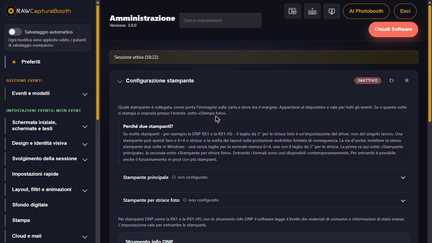 La sezione « Configurazione stampante »
