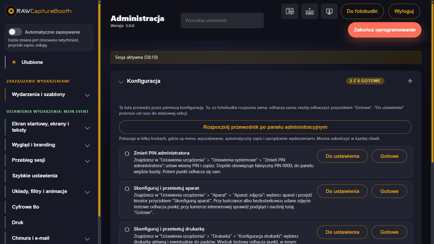 Sekcja « Konfiguracja » w panelu administracyjnym